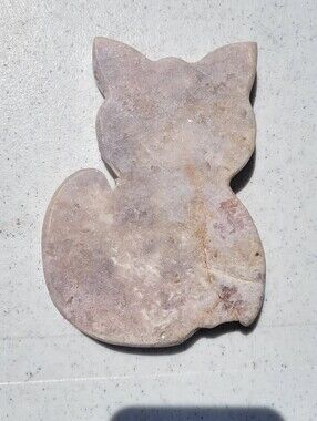 Pink Amethyst Cat-Shaped Crystal Plate Stone
